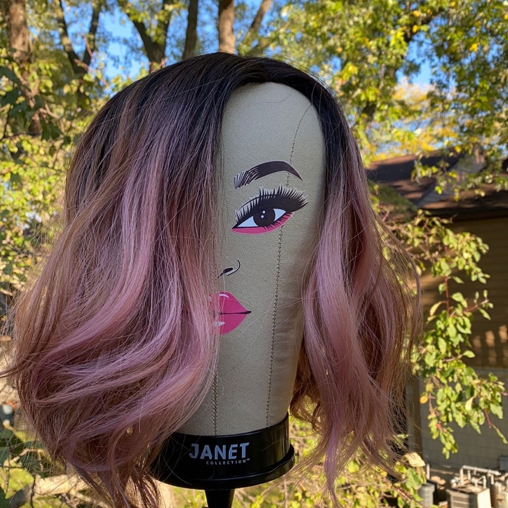 Ombré pink and black wig
